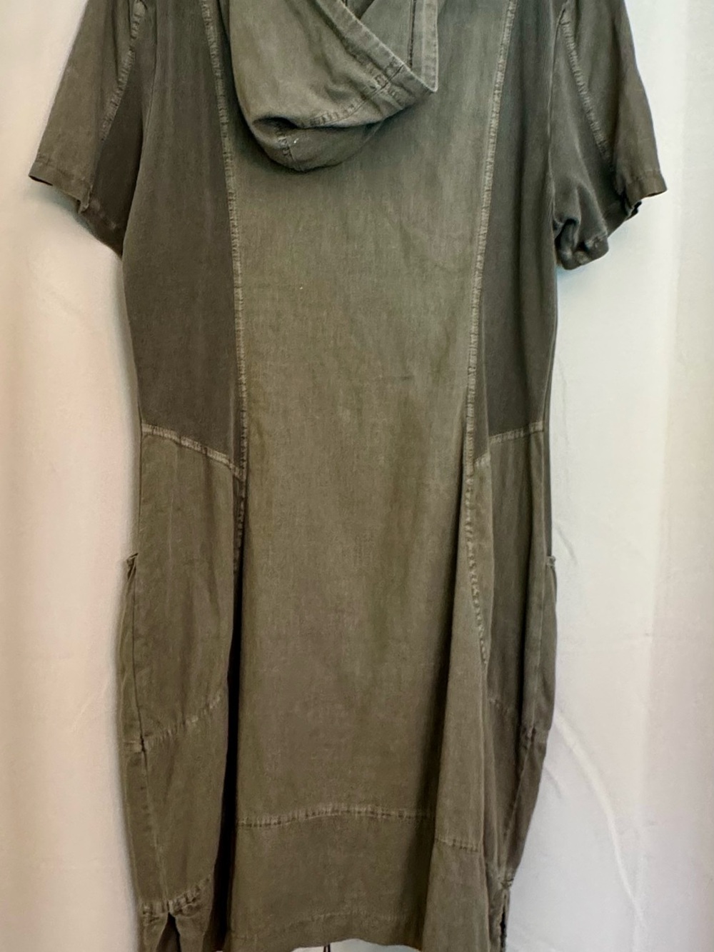 Washed Olive Short Sleeve Zip-Front Dress - Picture 3 of 6
